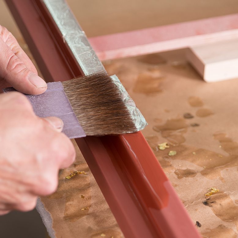 Applying clay bole to a gessoed frame, SBAS Houston