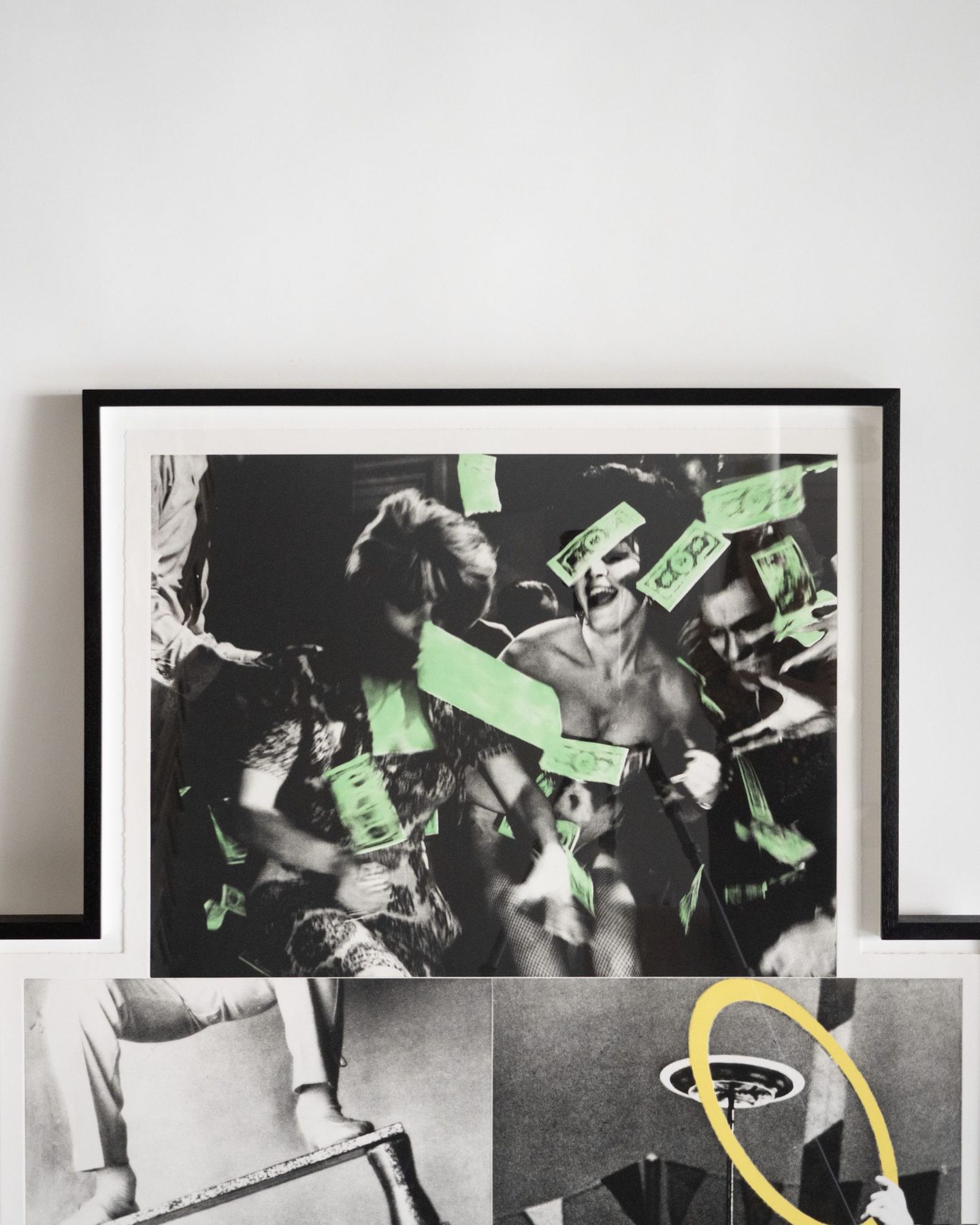 Photo collage in a black walnut frame with shaped mat, SBAS Houston