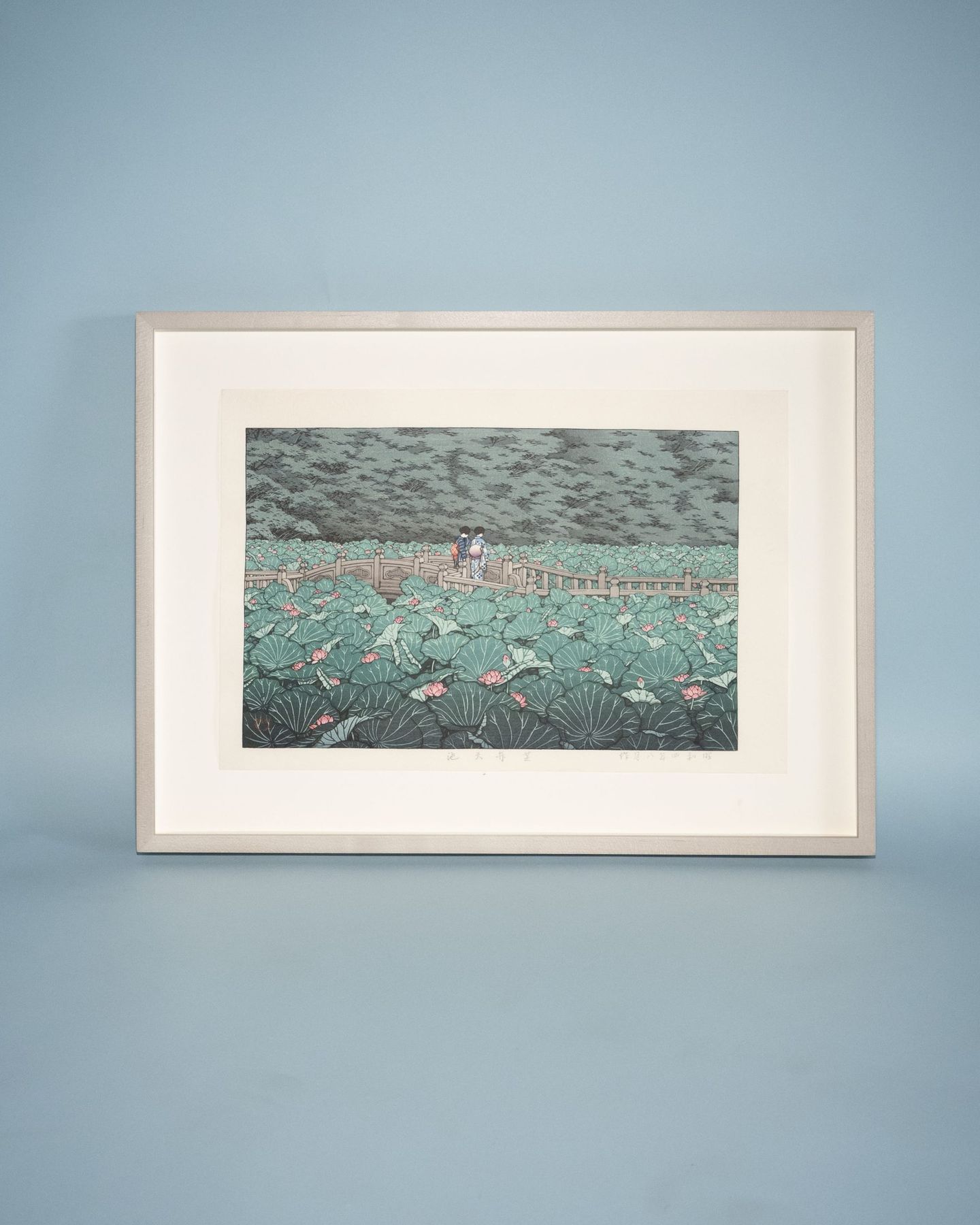 Japanese print in a bleached maple frame, SBAS Houston