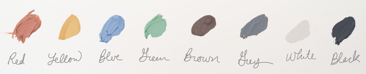 Hand-painted clay bole color swatches, SBAS Houston gilding studio