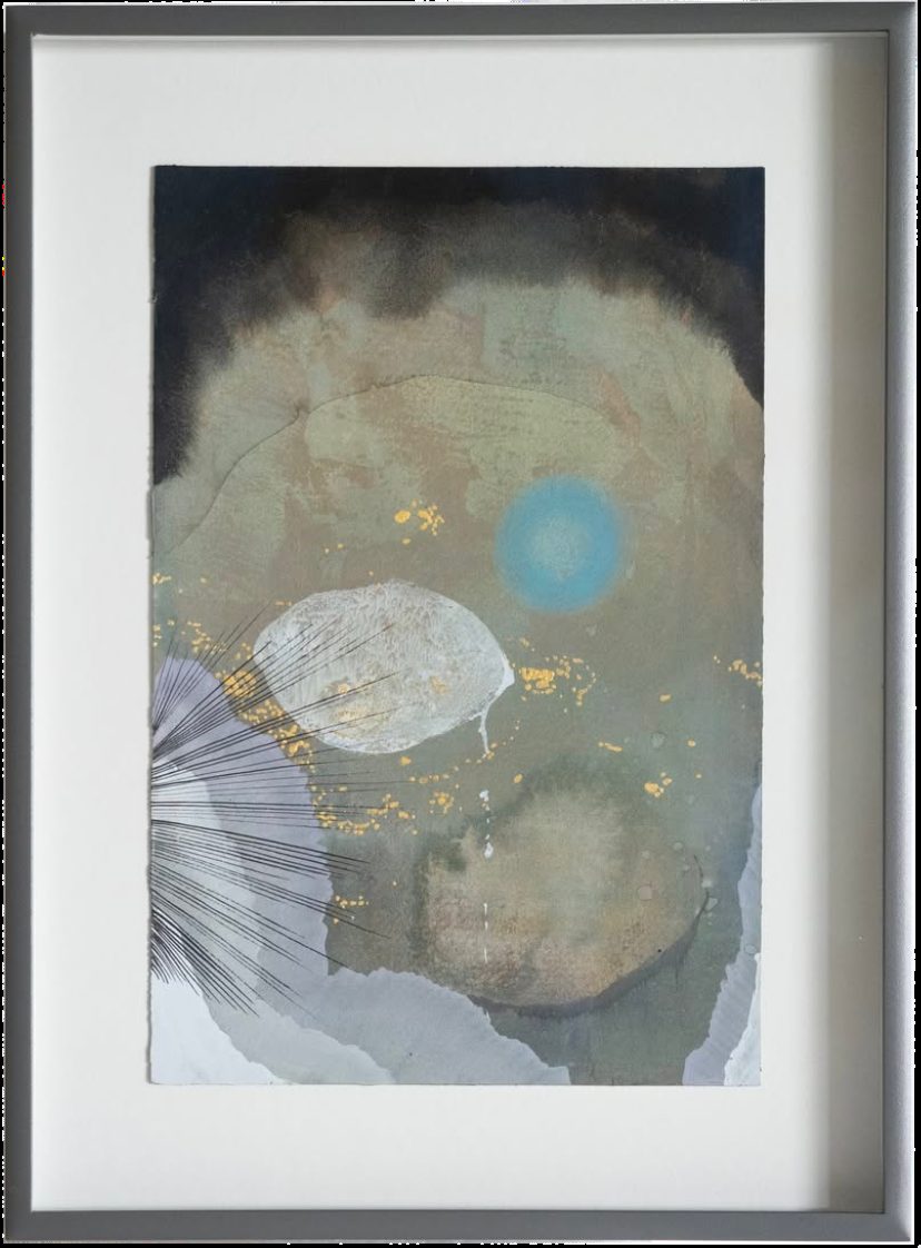 Darren Waterston work on paper in a graphite powder-coated aluminum frame, SBAS Houston