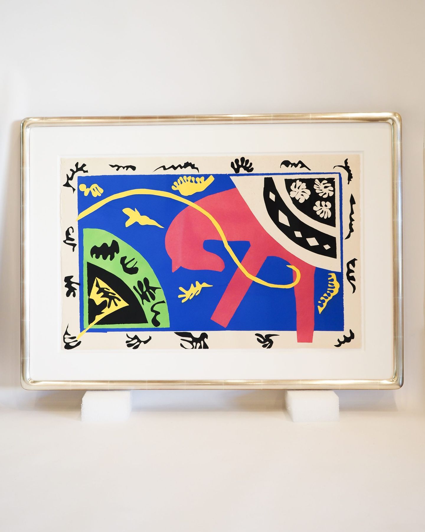 Matisse cut-out print in a flat-top water-gilded frame, SBAS Houston