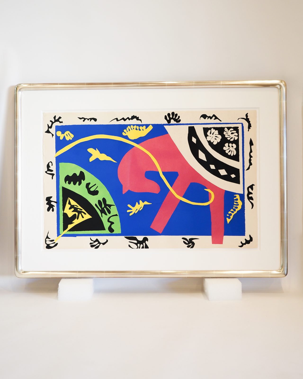 Flat-top gilded frame on a modern print, SBAS Houston