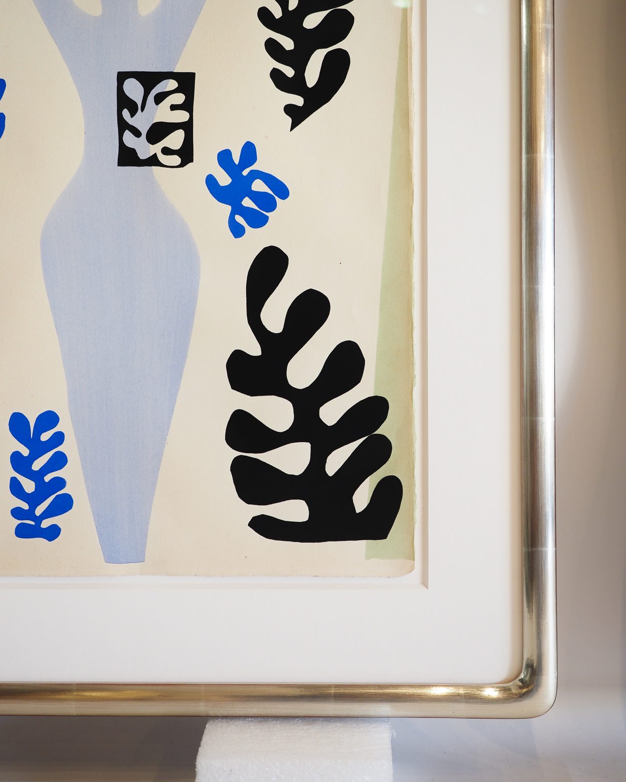 Corner detail of a flat-top water-gilded frame, SBAS Houston