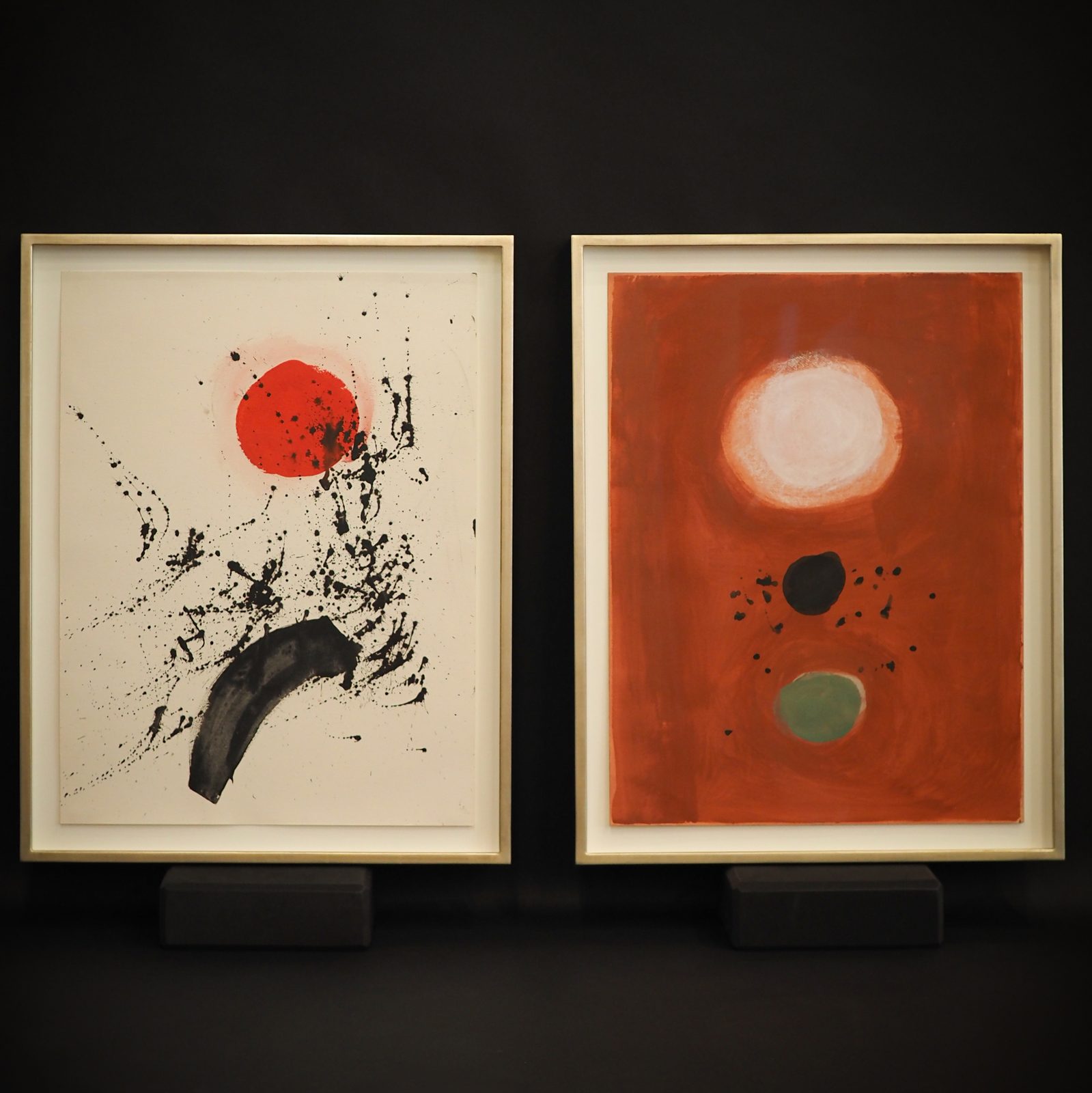 Adolph Gottlieb pair in white gold flat-top frames, SBAS Houston