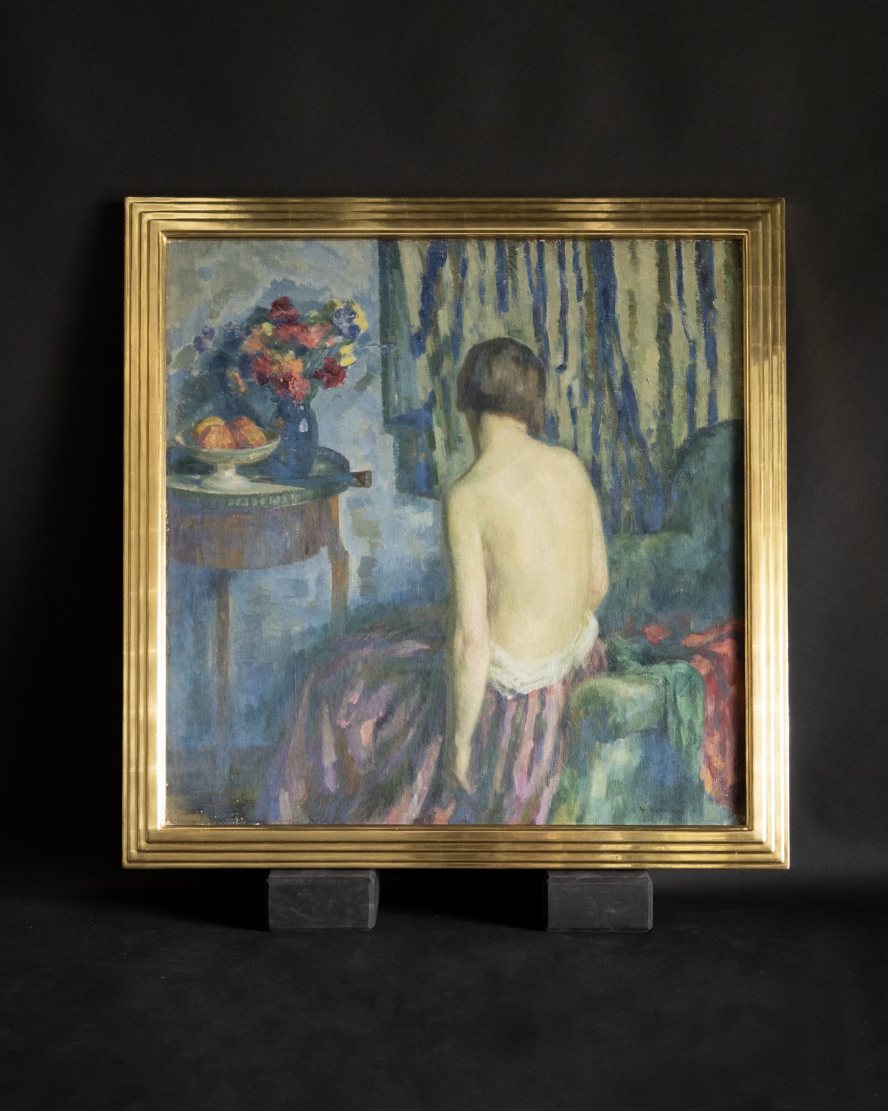 Painting in a gilded step frame, SBAS Houston