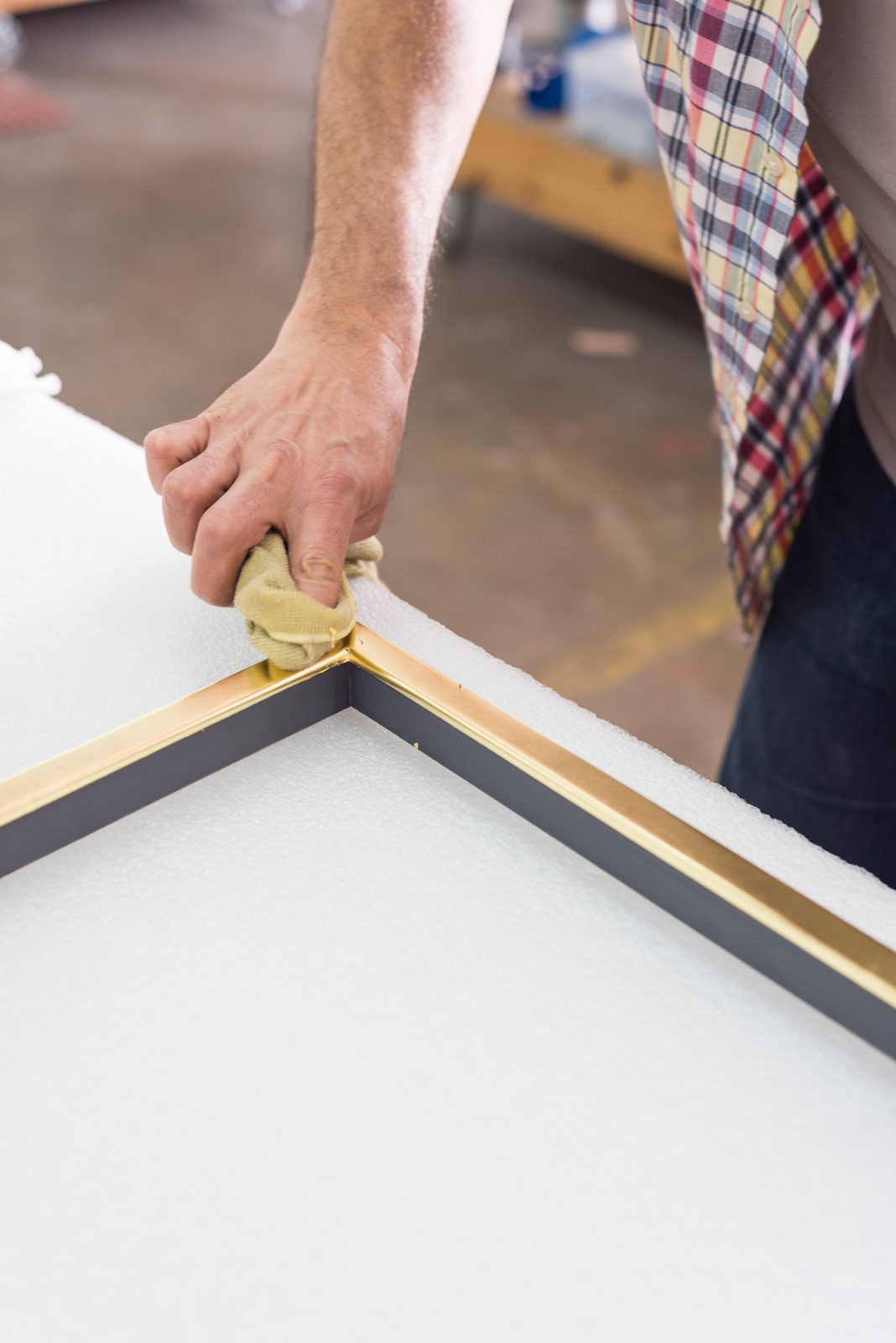 Wiping and rubbing a freshly gilt frame, SBAS Houston