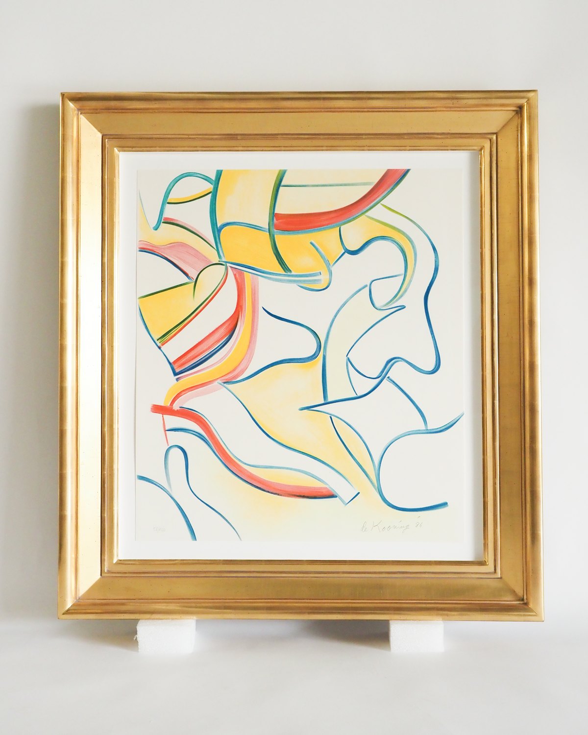 Contemporary line drawing in a hand-gilded Sully-style gold frame by SBAS Houston