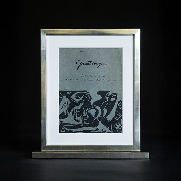 Jackson Pollock 1944 greeting card in a double-sided standing frame, front, SBAS Houston
