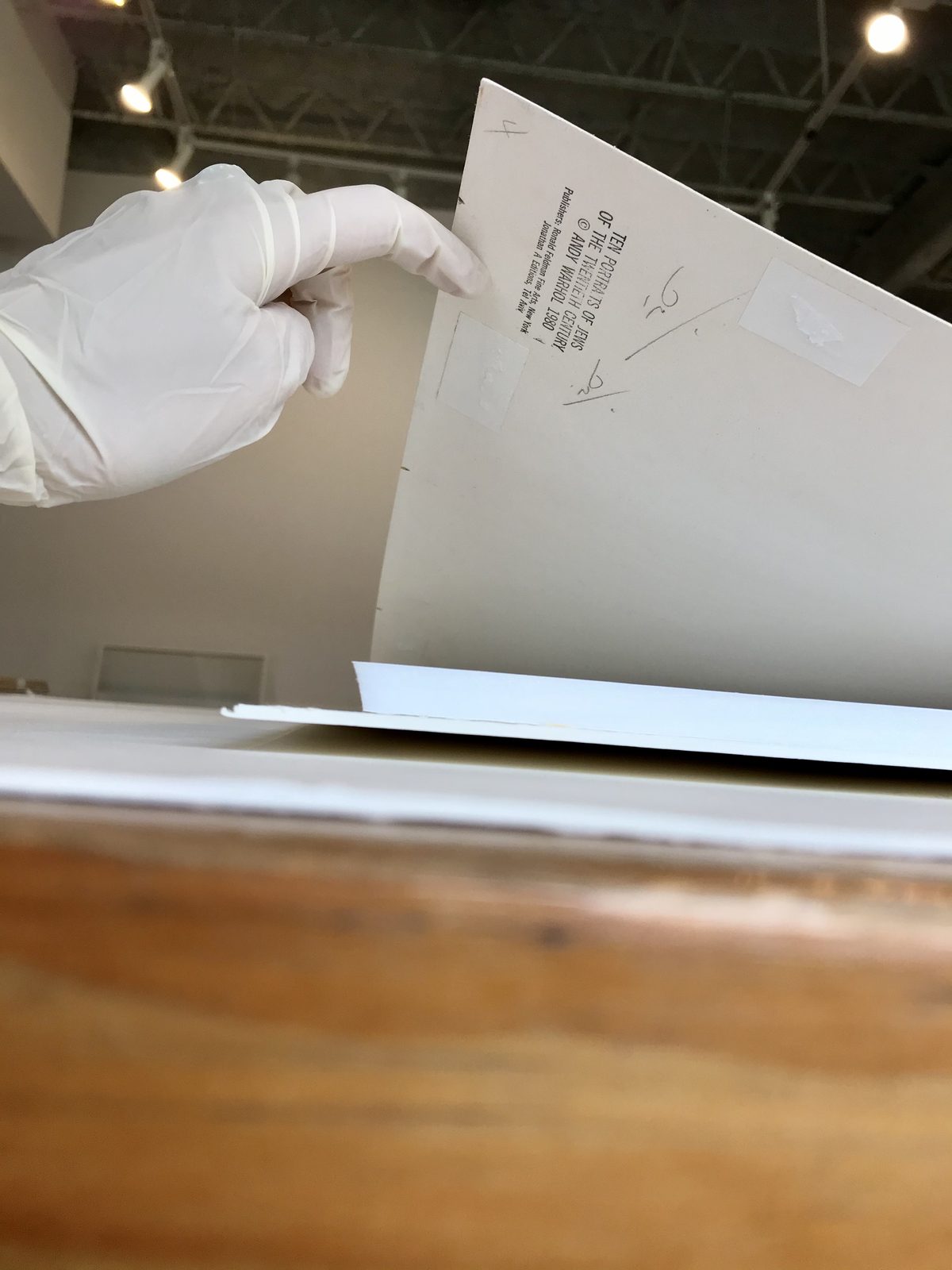 Historic labels of provenance on the back of a framed artwork, SBAS Houston
