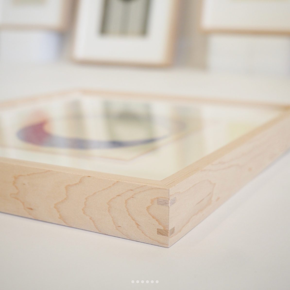 Natural maple frame corner detail on an Albert Chamillard drawing, SBAS Houston