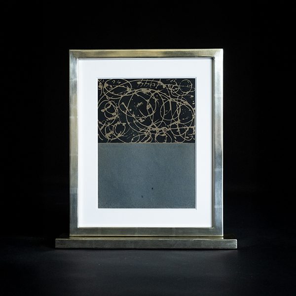 Reverse of the Pollock greeting card in its double-sided standing frame