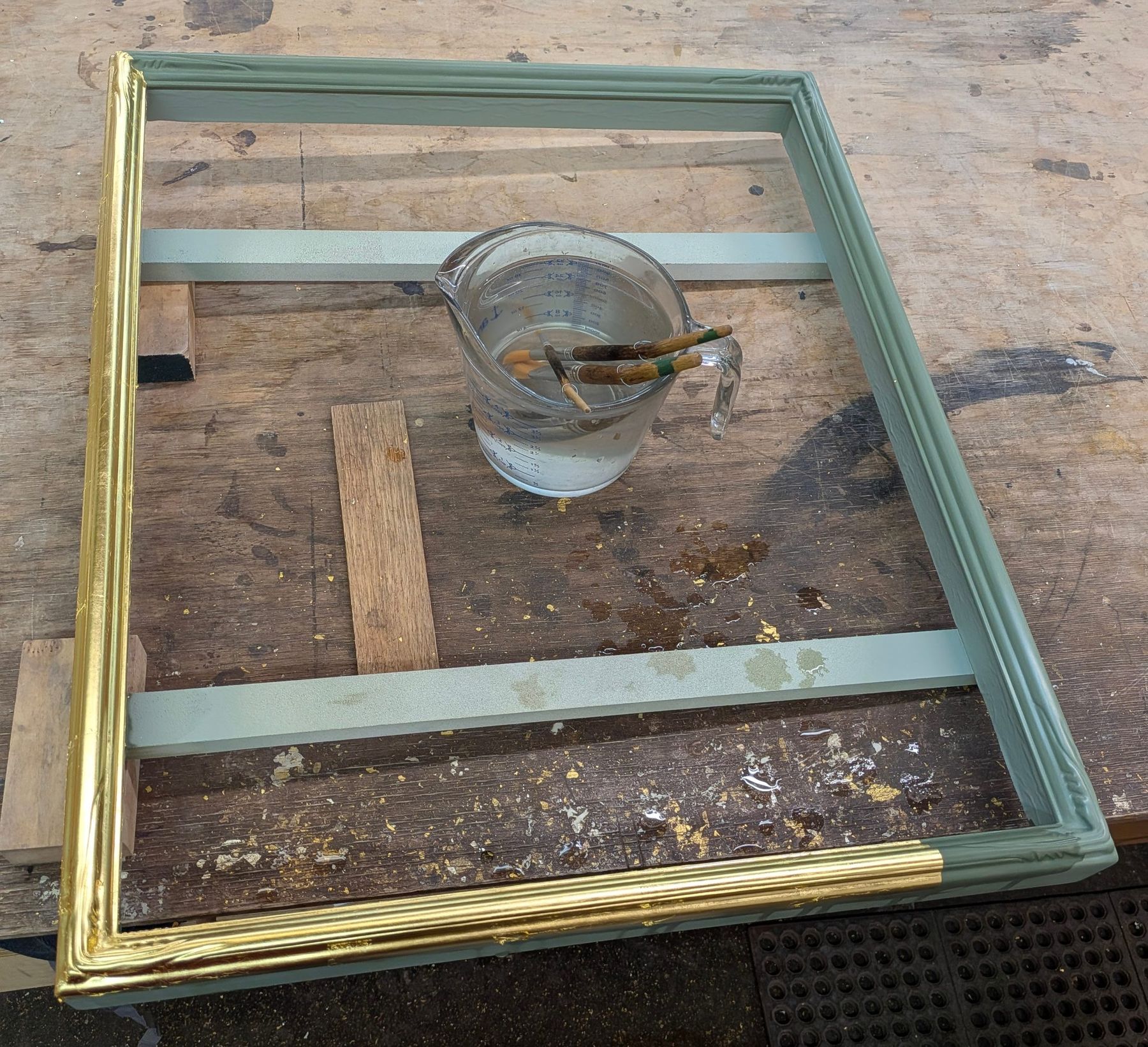 Frame being regilded in the SBAS Houston gilding studio