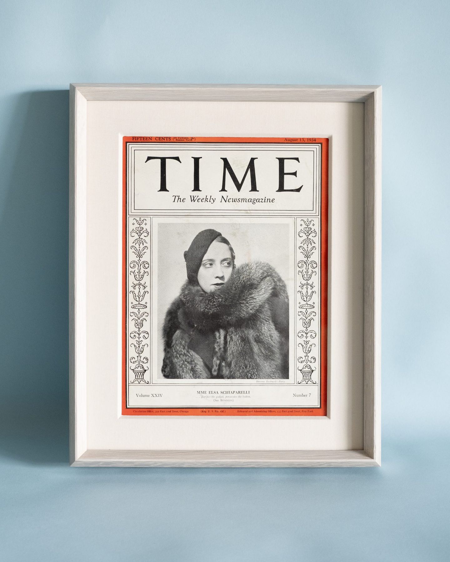 Vintage TIME magazine cover in a double-sided verso frame, SBAS Houston